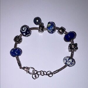 Elegant Blue and Silver Charm Bracelet